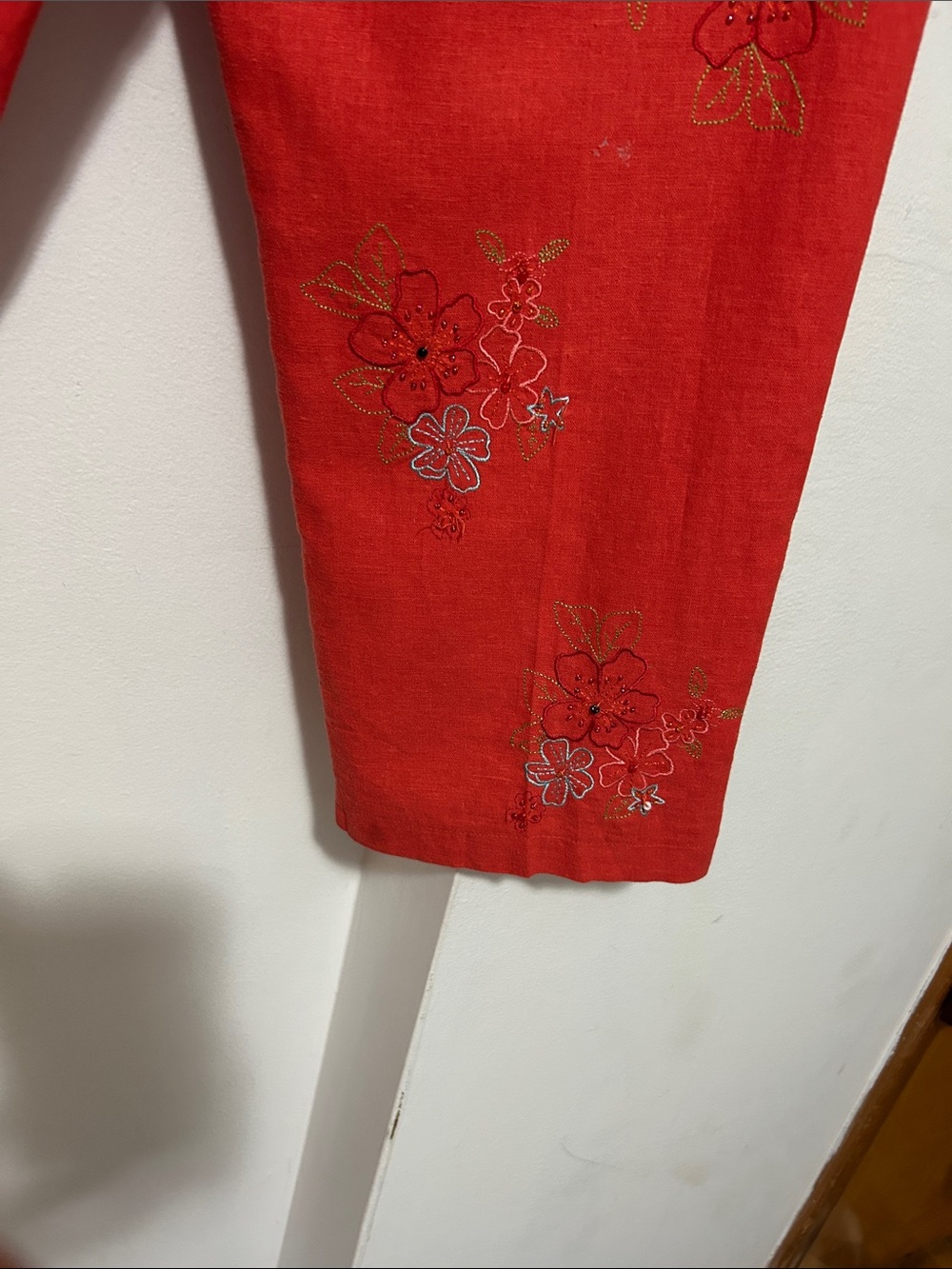 Red Embroidered Capris - Picture 14 of 15